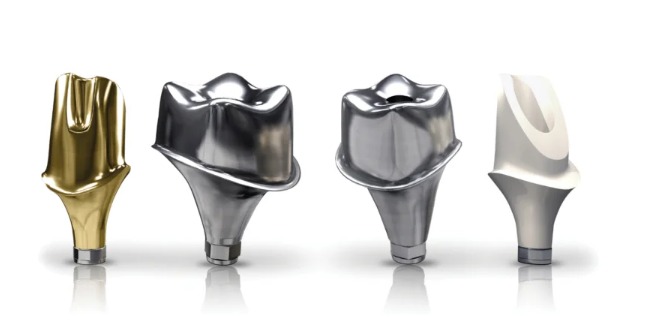 Different types of multi-unit abutments used for screw-fixed implant prostheses